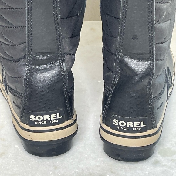 SOREL boots leather fur lined Tofino II waterproof sz 6 EU 37 black canv… - Picture 4 of 11